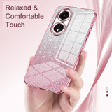 For OPPO Reno8 Gradient Glitter Powder Electroplated Phone Case(Pink)