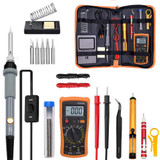 19 in 1 60W Adjustable Temperature Soldering Iron Multimeter Tool Set, Color: Gray US Plug