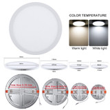 LED Round Ultra-thin Downlight Adjustable Recessed Panel Light, Power Source: 15W(Warm Light)