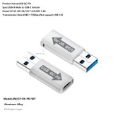 USB-A  Male QC3.1 to Type-C Female PD 10Gbps Converter Adapter, Model:White without Indicator Light