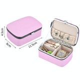 HN-001 PU Portable Ring Earring Necklace Jewelry Storage Box(Pink)