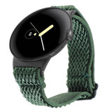 For Google Pixel Watch 2 / Pixel Watch Wave Braided Nylon Watch Band(Dark Green)