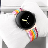 For Google Pixel Watch 2 / Pixel Watch Wave Braided Nylon Watch Band(Rainbow)