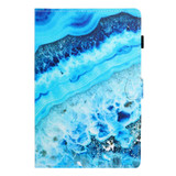 For Galaxy Tab S6 T860 Colored Drawing Horizontal Flip PU Leather Case with Holder & Card Slot & Sleep / Wake-up Function(Blue Marble)