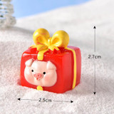 Christmas Micro Landscape Snowscape Decoration Accessories Christmas Resin Ornament, Style: No.8 Pig Face Red Yellow Gift Box