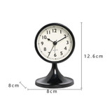 Metal Retro Silent Table Alarm Clock Student Bedside Clock With Night Light(Black)