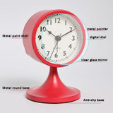 Metal Retro Silent Table Alarm Clock Student Bedside Clock With Night Light(Black)