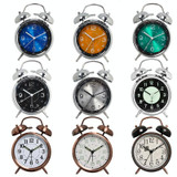 4.5 Inch Electroplated Metal Ring Bell Alarm Clock Quartz Clock With Night Light ?, Style: Luminous Black
