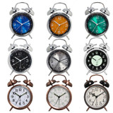 4.5 Inch Electroplated Metal Ring Bell Alarm Clock Quartz Clock With Night Light ?, Style: Black C