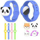 For AirTag Watch Strap Cartoon Cute Anti-lost Device Silicone Protective Cover, Color: Blue