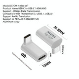 USB 3.1 Type-C to Type-C 40Gbps 8K Transmission Adapter 140W 5A Charge, Specification:Type-C Male to Female Middle Bend