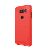 MOFI Brushed Texture Carbon Fiber Soft TPU Case for LG V30S ThinQ(Red)