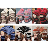 3 In 1 Female Winter Two-color Warm Woolen Cap Mask and Scarf, Size:Free Size(Off White)