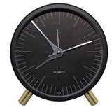 Metal Quartz Alarm Clock Simple Silent Desktop Round Pointer Living Room Clock(Black)