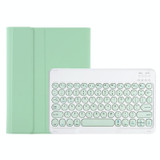 For Samsung Galaxy Tab S9 FE Candy Color TPU Round Keycap Bluetooth Keyboard Leather Case with Pen Slot(Light Green)