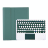 For Samsung Galaxy Tab S9 FE Candy Color TPU Round Keycap Touch Bluetooth Keyboard Leather Case(Dark Green)