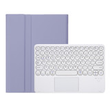 For Samsung Galaxy Tab S9 FE Candy Color TPU Round Keycap Touch Bluetooth Keyboard Leather Case(Purple)