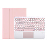 For Samsung Galaxy Tab S9 FE Candy Color TPU Round Keycap Touch Bluetooth Keyboard Leather Case(Pink)