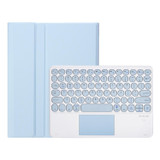 For Samsung Galaxy Tab S9 FE Candy Color TPU Round Keycap Touch Bluetooth Keyboard Leather Case(Ice Blue)