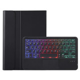 For Samsung Galaxy Tab S9 FE Candy Color Touch Backlight Bluetooth Keyboard Leather Tablet Case with Pen Holder(Black)