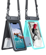 6.7 Inch Double Space Waterproof Phone Bag Case With Adjustable Lanyard(Blue)