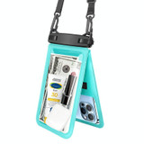 9.5 Inch Double Space Waterproof Phone Bag Case With Adjustable Lanyard(Blue)