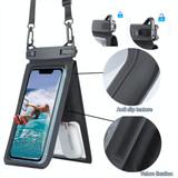 9.5 Inch Double Space Waterproof Phone Bag Case With Adjustable Lanyard(Blue)