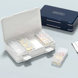 24 Grid Large Capacity Sealing Pills Case 3 Times A Day 7 Day Medicine Organizer Box(Blue)