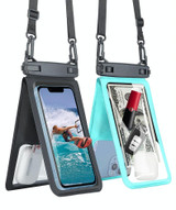 9.5 Inch Double Space Waterproof Phone Bag Case With Adjustable Lanyard(Black)