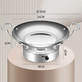 Kacheeg Stainless Steel Alcohol Dry Cooker Single Person Small Stove Boiler, Diameter: 24cm(Pot+Alcohol Stove)