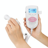 FD-100 Digital Fetal Doppler Ultrasound Sound Baby Heartbeat Detector Monitor LED Digital Stethoscope, Chinese Version (Pink)