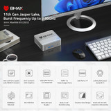 BMAX B3 2022 Windows 11 Mini PC, 8GB+256GB, Intel Jasper Lake N5095, Support HDMI / RJ45 / TF Card, US Plug(Space Grey)