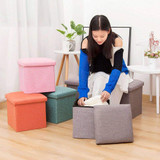 Home Foldable Fabric Storage Chairs Multifunctional Square Sofa, Color: Lake Blue