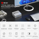BMAX B3 2022 Windows 11 Mini PC, 8GB+256GB, Intel Jasper Lake N5095, Support HDMI / RJ45 / TF Card, EU Plug(Space Grey)