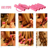 6pcs /Set Sleeping Soft Sponge Hair Curlers No Heat Hair Rollers(Rose Red)