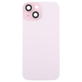 For iPhone 15 Plus Glass Battery Back Cover with Camera Lens Cover(Pink)