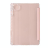 For Huawei Matepad 11 Pro 2024 Clear Acrylic 3-Fold Leather Tablet Case(Pink)