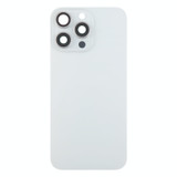 For iPhone 15 Pro Glass Battery Back Cover with Camera Lens Cover(White)