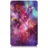 For Samsung Galaxy Tab A9 Acrylic 3-folding Painted Leather Tablet Case(Milky Way)