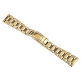 22mm Universal Three-Bead Stainless Steel Watch Band(Gold)