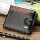 Baellerry M1078 Splicing Leather Casual Men Wallet With Buckle Multi-Card Slot Coin Purse(Black)