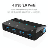 WAVLINK WL-UH3042P1 2.4A Fast Charging Adapter for Keyboard Mouse 4-Port USB3.0 HUB(AU Plug)