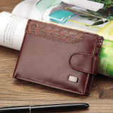 Baellerry M1078 Splicing Leather Casual Men Wallet With Buckle Multi-Card Slot Coin Purse(Brown)