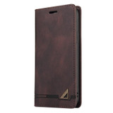 For Samsung Galaxy S21 Ultra 5G Skin Feel Anti-theft Brush Horizontal Flip Leather Case with Holder(Brown)