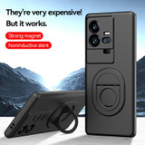 For vivo iQOO Z7X Magsafe Hidden Fold Holder Full Coverage Shockproof Phone Case(Black)
