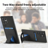 For Samsung Galaxy S21 Ultra 5G Carbon Fiber Card Bag Fold Stand Phone Case(Black)