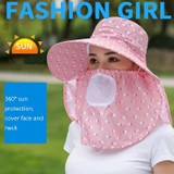 2 PCS Cherry Printing Isolation Cap Sunscreen Face-Covering Outdoor Travel Hat Cap, Colour: Full Cherry (Apricot Pink) 