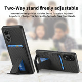 For OPPO Reno8 Z Carbon Fiber Card Bag Fold Stand Phone Case(Black)