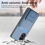For OPPO Reno9 Pro+ 5G Carbon Fiber Card Bag Fold Stand Phone Case(Blue)