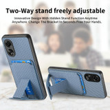 For OPPO Reno8 T 5G Carbon Fiber Card Bag Fold Stand Phone Case(Blue)